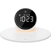 تصویر اسپیکر بلوتوثی، شارژر بی سیم و ساعت رومیزی رکسین مدل Rex-W17 Rexcin Night Light Wireless Charging Clock Bluetooth Speaker Rex-W17