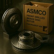 تصویر دیسک ترمز جلو سوراخ دار آسمکو مناسب پژو ۴۰۵ 