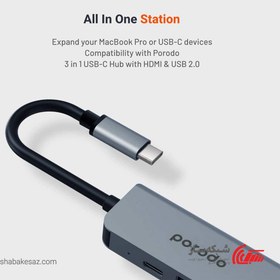 تصویر هاب آلومینیومی 3 در 1 USB-C پورودو مدل porodo PD-4K31C-GY porodo 3 in 1 aluminum USB-C hub PD-4K31C-GY