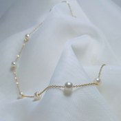 تصویر نیم ست زنجیر مرواریدی طلایی 
