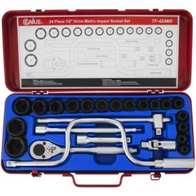 تصویر جعبه بکس جنیوس 24 پارچه genius Tools 24 Piece 1/2