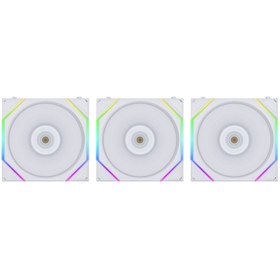 تصویر فن کیس لیان لی سفید مدل Uni Fan TL 120 RGB Reverse Blade (3 عددی) Lian-Li Uni Fan TL 120 RGB Reverse Blade 3 PCS Pack White Case Fan