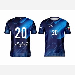 تصویر لباس والیبال پارچه فلامنت درجه یک رنگ سورمه ای ابی تیمی و تکی 