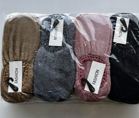 تصویر پاپوش پشمي زنانه رنگي دورکش چين دار رنگی 