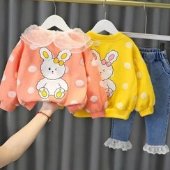 تصویر ست پوشاک دخترانه سه تیکه خرگوشی صورتی 