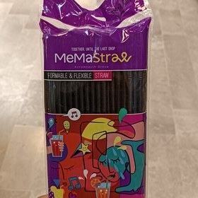 تصویر نی نوشیدنی تاشو فنری می ما استرا mema straw قطر 6 میل کارتن حاوی صد بسته 100 عددی 