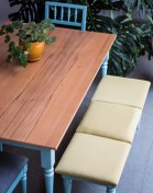 تصویر میز غذاخوری آنتیک 6نفره صفحه خودرنگ پایه مشکی 