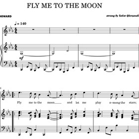 تصویر نت دوئت پیانو و ویولن Fly me to the moon از بارت هوارد 