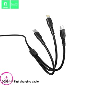 تصویر کابل شارژ سه سر دنمن مدل D05E به طول 1 متر Cable Charge Denmen D05E 3IN1