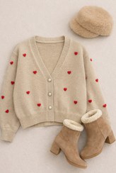 تصویر کاردیگان بافت زنانه قلبی وارداتی 