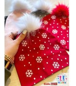 تصویر کلاه کریسمس تک پوم طرح دونه برف 