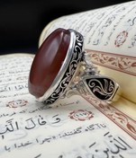 تصویر انگشتر عقیق سرخ یمنی| رکاب دستساز و قلمکاری شده Agate ring