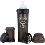 تصویر شیشه شیر طلقی 330 میل تویست شیک مشکی 