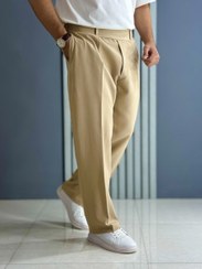 تصویر شلوار نیم بگ پارچه مازراتی نسکافه ای ( قد 105 سانت /پشت کمر کش) 