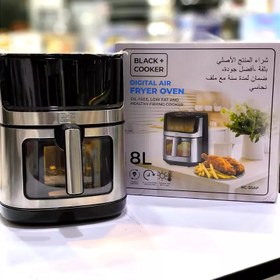 تصویر سرخ کن بدون روغن بلک کوکر جلو شیشه سرخ کن دیجیتال 8 لیتر بلک کوکر مدل BC-55AF