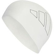 تصویر کلاه شنا بزرگسالان لوگو سفید برند اچ‌دبلیو برای یونیسکس یک سایز برند Adidas Adult Logo Cap White Swim Swimming Cap (Hw) For Unisex 1 Size