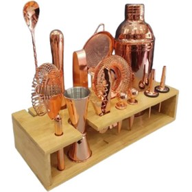 تصویر ست بار سرد با پایه چوبی 14 تکه cold bar set with wooden base