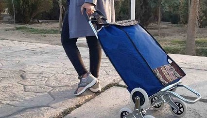 تصویر چرخ خرید آسان پله رو - سورمه ای 