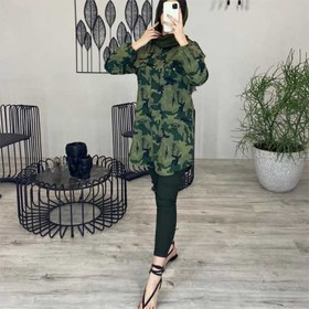 تصویر مانتو بهاره طرح دار آستین کش کد 215 