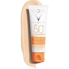 تصویر کرم ضد آفتاب ضد چروک 3 در 1 بی رنگ ANTI-AGE ویشی VICHY CAPITAL SOLEIL ANTY-AGE 3 IN 1 SUN CREAM SPF50