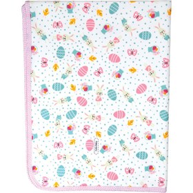 تصویر زیرانداز تعویض نوزاد سایز بزرگ پارچه ای 3 لایه کرمی حیوانات newborn changing mat 