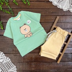 تصویر ست تیشرت شلوارک پسرانه طرح خرسی سایز ۳۵ تا ۴۵ 