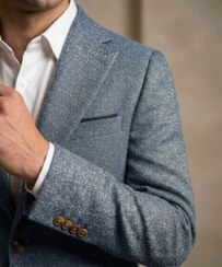 تصویر کت تک مردانه یقه انگلیسی پارچه کنفی جودون Men’s Single Blazer with Notch Lapel – Textured Jodon Fabric
