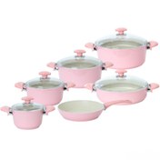 تصویر سرویس قابلمه 11 پارچه گرانیتی Perfect home مدل PLUS صورتی 