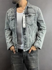 تصویر کت جین مردانه باکسی | طوسی | 104 