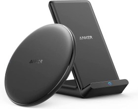 تصویر شارژر Anker Wireless /پایه مدل AK-B2523011 Anker Wireless Chargers Bundle, PowerWave Pad & Stand Upgraded, Qi-Certified, Fast Charging iPhone 12, 12 Mini, 12 Pro, Max, SE, 11, 11 Pro, 11 Pro Max, Xs Max, Galaxy S20, Note 10 (No AC Adapter)