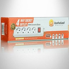 تصویر پریز 4 خانه ارت دار نیکان با کابل 1.8 متری بهداد الکتریک 