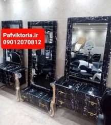 تصویر دکور ویترین آرایشگاهی مدل مربع مشکی سفید کرم طرح سنگ ارسال به سراسر ایران امکان خرید حضوری 