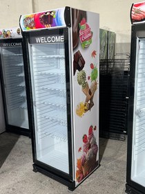 تصویر فریزر بستنی ایستاده ویترینی عرض 70 سانت تک درب طرح بستنی 