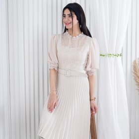 تصویر پیراهن جلو گیپور دامن پلیسه ROSHA 