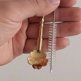 تصویر نی قاشقی استیل طرح گل 