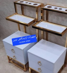 تصویر ترولی چوبی بدنه فورتیک طلایی دررنگ بندی سفیدومشکی 