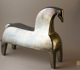 تصویر تندیس سرامیکی اسب شبدیز مجسمه اسب شبدیز لعاب لاستری