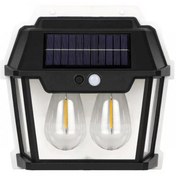 تصویر چراغ دیواری خورشیدی دوقلو سنسوردار 