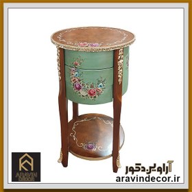 تصویر گل میز گرد چوبی پرشیا 