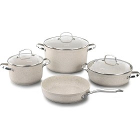 تصویر سرویس قابلمه ۷ پارچه نچسب و نسوز برند کرکماز اصل ترکیه مدل Granita A1272 Korkmaz Granita Ceramic 7-Piece Cookware Set A1272