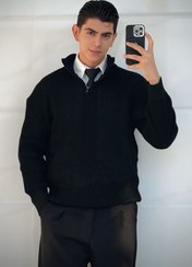تصویر بافت نیم زیپ وارداتی ترک - مشکی / L 