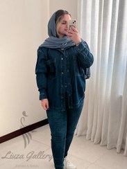 تصویر شومیز زنانه جین پایین هلال قد 70 آبی تیره رویال جین Royal Jeans کد 521342 