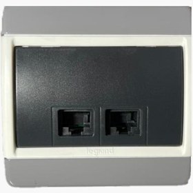 تصویر پریز شبکه دو پورت لگراند مدل کلاب RJ45 DOUBLE SOCKET CAT6 68637 - خاکستری 