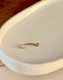 تصویر پیرسینگ ناف تک نگین 