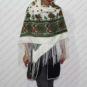 تصویر روسری سفید ترکمن طرح تاتار 