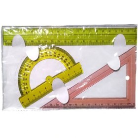 تصویر ست نقاله گونیاو خط کش ژله ای 20 سانتیمتری 