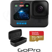 تصویر گوپرو هیرو 12 همراه با کیف + کارت حافظه سن دیسک 64 گیگابایت Gopro Hero 12 includes case + SanDisk 64GB Extreme