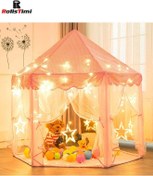 تصویر چادر بازی دخترانه بزرگ مدل قلعه پرنسس با چراغ ستاره 
