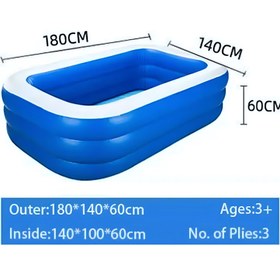تصویر استخر بادی بزرگ برای خانواده، بزرگسالان و کودکان - استخر مستطیلی غول‌پیکر برای تفریح و استراحت برند hexar Inflatable Swimming Pool Kiddie Pool Large Size Blow Up Swimming Pool for Family Adults Kids Toddler Giant Rectangle Lounge Blow