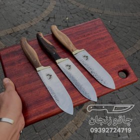 تصویر چاقو سلاخی فولادی دسته گردو باربند برنجی ویژه قصاب 